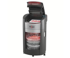 Rexel ShredMax AutoFeed+ 300X distruggitore auto, 300 fogli A4 in una volta | Sicurezza P4 a frammenti, Bin Rotation Technology, cestino 25 L, <55 dBA, 60 min continui, ruote, ufficio e casa
