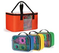 Rexmica 4 Pezzi Borsa Portaoggetti per Piastrelle Magnetiche, Borsa Portaoggetti Multifunzione per Giocattoli, Borsa da Viaggio per Piastrelle Magnetiche per Costruzioni Magnetici, Giocattolo per Auto
