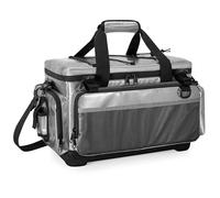 Rexmica Borsa per attrezzatura da pesca con fondo rigido in EVA, borsa per attrezzi da pesca impermeabile con supporto per canna, borsa per canne da pesca per scatole da pesca 3700/3600/3500, pinza da