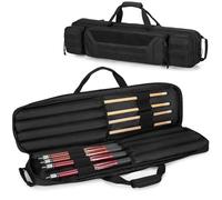 Rexmica Custodia per stecca da biliardo 4 x 4 con manici e spallacci nascosti, borsa imbottita per stecche da biliardo con tasche per accessori, colore nero