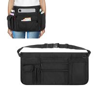 Rexmica Grembiule da Cameriera con Tasche Multiple, Mezzo Grembiule con Cintura Regolabile per Cameriera, Cameriere, Donna e Uomo, Cintura Porta Attrezzi per Ristorante, Bistrot, Cucina, Nero