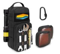 Rexmica Piccola borsa porta attrezzi resistente, con 2 tasche con cerniera, multifunzione, con moschettone di bloccaggio, per campeggio, viaggi su strada, elettricisti, EDC, custodia multimetro