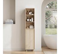 REXO Armadietto da bagno in rovere da 162,5 cm di altezza, con ante e ripiani aperti, per lavanderia, balcone, bagno o cucina