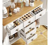 REXO Armadietto laterale, 104 x 40 x 180 cm, stile rustico, 4 ante, con barra luminosa a LED e portabevande, verde/bianco