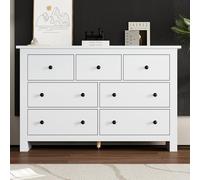 REXO Armadietto moderno e minimalista per sala da pranzo grande capacità, buffet con più cassetti, armadio bar con 7 cassetti per ingresso, cucina, sala da pranzo e soggiorno (bianco)