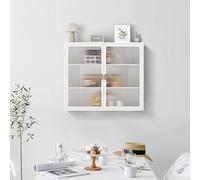 REXO Armadio moderno da parete con ante in vetro, 70 cm, a due ante con 3 livelli, per ingresso, soggiorno, bagno, sala da pranzo (bianco)