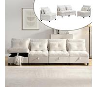 REXO Divano modulare a 4 posti: combinabile liberamente + spazio sotto tutti i cuscini di seduta + funzione sonno + rivestimento in ciniglia, design libero con combinazione divano soggiorno