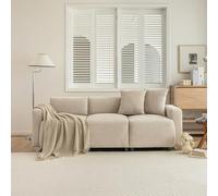 REXO Divano Normale, Design Moderno, Mobili Imbottiti, 3-4 Posti, Ciniglia Beige, 211*67*71cm