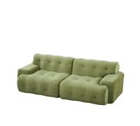 REXO Divano oversize a due posti, braccioli larghi, design moderno con decorazione a bottoni, divano curvo, adatto per soggiorno e appartamenti, nessun montaggio richiesto, verde