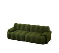REXO Divano oversize a due posti, braccioli larghi, design moderno con decorazione a bottoni, divano curvo, adatto per soggiorno e appartamenti, nessun montaggio richiesto, verde