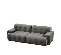 REXO Divano oversize a due posti, braccioli larghi, design moderno con decorazione a bottoni, divano curvo, adatto per soggiorno e appartamenti, nessun montaggio richiesto, grigio