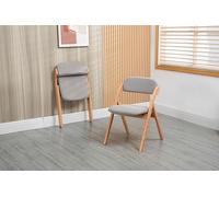 REXO HOMEFUN - Set di 2 sedie pieghevoli con sedili imbottiti, in legno impilabili con copertura rimovibile, pieghevole, extra chair per ospiti, cucina, ufficio, matrimoni, feste, colore grigio