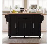 REXO Isola mobile da cucina, piano di lavoro estensibile fino a 70 cm, cassetto per posate nascosto, ripiani regolabili, portaspezie e porta asciugamani, adatto per cucina, sala da pranzo o soggiorno