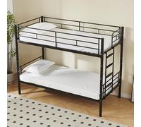 REXO Letto a castello per bambini, 90 x 200 cm, con ringhiera di sicurezza, trasformabile in 2 letti singoli, letto a castello con rete a doghe, antiscivolo, colore nero