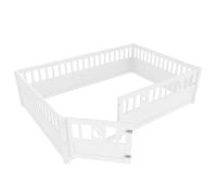 REXO Letto a pannelli 140 x 190 cm, letto per bambini con griglia, decorazione stella e luna, senza rete a doghe (senza materasso), stile minimalista, bianco
