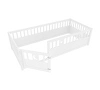 REXO Letto a pannelli 90 x 190 cm, letto per bambini con griglia, decorazione stella e luna, senza rete a doghe (senza materasso), stile minimalista, bianco