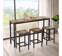 REXO Modern Design Kitchen Dining Table, Pub Table, Long Dining Table Set con 3 utensili, tavolo da pranzo lungo, set con 3 sgabelli, facile da montare, naturale