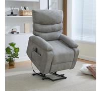 REXO Poltrona relax elettrica multifunzione con ausilio per alzarsi, funzione massaggio e calore, schienale e poggiapiedi regolabili elettricamente e tasche laterali, grigio