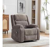 REXO Poltrona relax multifunzione con funzione massaggio e calore, schienale e poggiapiedi regolabili manualmente e tasche laterali, grigio