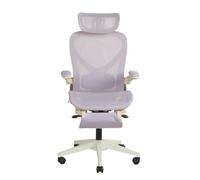 REXO Sedia da ufficio ergonomica pieghevole, per piccoli spazi, con supporto per la vita, cuscino scorrevole a rete, braccioli pieghevoli, poggiatesta 3D e pedali da lavoro, viola