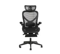 REXO Sedia da ufficio ergonomica pieghevole, per piccoli spazi, con supporto per la vita, cuscino scorrevole a rete, braccioli pieghevoli, poggiatesta 3D e pedali da lavoro, nero