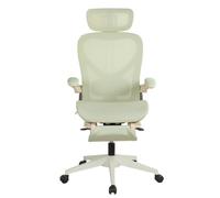 REXO Sedia da ufficio ergonomica pieghevole, per piccoli spazi, con supporto per la vita, cuscino scorrevole a rete, braccioli pieghevoli, poggiatesta 3D e pedali da lavoro, verde