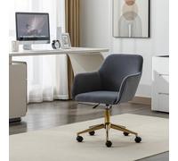 REXO Sedia girevole regolabile in altezza, in tessuto di velluto, per ufficio, interno con gambe dorate, 86 x 58 x 58 cm, grigio