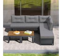 REXO Set di mobili da giardino multiuso con schienale regolabile a 3 livelli e funzione sdraio, spessi cuscinetti confortevoli, spazio di archiviazione e rivestimento in poliestere resistente alle
