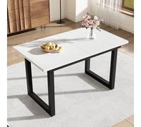 REXO Tavolo da pranzo espandibile L140/180W80H75, stile industriale, rettangolare, tavolo da caffè per il tempo libero, moderno in ferro, tavolo da pranzo multifunzione salvaspazio, MDF, bianco+nero.