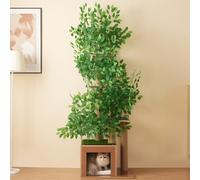 REXO Tiragraffi alto 190 cm, a forma di albero, 4 piattaforme, fori per gatti, materiale sicuro per animali domestici, fogli rimovibili, MDF antigraffio, adatto per gatti da nascondere e arrampicare