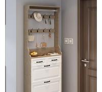 REXO White + Oak Shoe Cabinet with hanger, 3 porte, 2 drawers