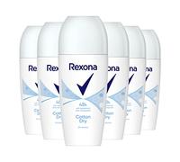 Rexona Anti-traspirante Roll-On Cotton Dry con profumo leggermente floreale e sobrio ispirato al cotone (confezione da 6)