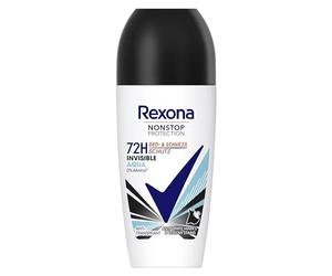 Rexona Nonstop Protection Deo Roll-On Invisible Aqua Anti Transpirant con 72 ore di protezione deodorante e sudore contro residui bianchi e macchie gialle sui vestiti, 50 ml