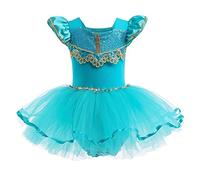 REXREII Costume da ballerina da principessa Aladdin Jasmine per bambine, costume per Halloween, Natale, compleanno, 5-6 anni