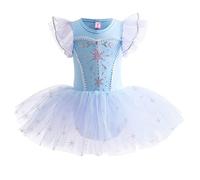 REXREII Costume da principessa principessa ballerina tutù per bambine Sofia Biancaneve Elsa di Frozen, costume di Halloween, Elsa 002, 4-5 anni