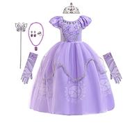 REXREII Ragazze Vestito da Rapunzel Carnevale Costumi Sofia Principessa Travestimento Compleanno Festa Nozze Cerimonia Natale Halloween Cosplay Vestire con Accessori 7-8 anni