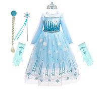 REXREII Vestitos da Principessa Frozen Elsa per Ragazze Carnevale Costumi Travestimento Compleanno Festa Nozze Cerimonia Natale Halloween Cosplay Vestire con Accessori 2-3 anni