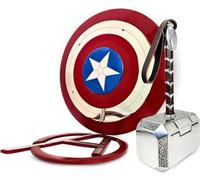 REXRYZ Capitan Americaa Shield Cosplay Prop, replica in metallo 1:1, con martello di Thor, in acciaio inox e pelle