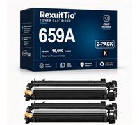 RexuitTio Sostituzione della cartuccia di toner compatibile 659A ad alta resa per W2010A W2011A W2013A W2012A 659A, adatta a HP Color LaserJet Enterprise M856dn 856x M776dn 77, nero