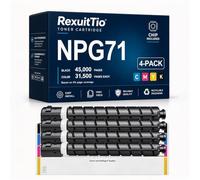 RexuitTio Sostituzione della cartuccia di toner compatibile NPG71 ad alta resa per NPG-71 GPR-55 C-EXV51, adatta a Canon iR-ADV C5535 5540 5550 5560, 4 confezioni Nero Ciano Magenta Giallo