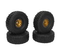 REXVTNS 1.9 inch RC Crawler Tires & Wheels | 12 Hole Aluminum Hub for SCX10 1/10 | High Grip Rubber Tires for off - Road/Rock Crawling | 4PCS Set (Gold)