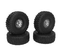 REXVTNS 1.9 inch RC Crawler Tires & Wheels | 12 Hole Aluminum Hub for SCX10 1/10 | High Grip Rubber Tires for off - Road/Rock Crawling | 4PCS Set (Silver)