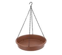 REXVTNS Hanging Bird Bath & Feeder Tray | 12 inch Round Plastic Bird Water Bowl for Outdoors | Rustproof Chain & Sturdy Design for Finches/Doves/Cedar Birds | Easy - Maintain Garden