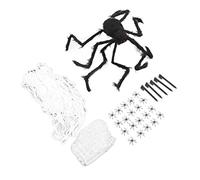 REXVTNS Spooky Spider Web Decoration | 5M Lifelike Cobweb with 125CM Black Spider | 40G Fine Cotton for Indoor/Outdoor Use | Includes 20 Small Spiders & Hooks