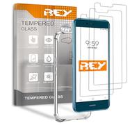 REY Pack 3X Pellicola salvaschermo e Cover Anti-Shock per Huawei P10 Lite, Vetro temperato e Silicone TPU ad Alta Resistenza