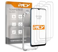 REY Pack 3X Pellicola salvaschermo e Cover Anti-Shock per Oppo A16 - A16s - A54s, Vetro temperato e Silicone TPU ad Alta Resistenza