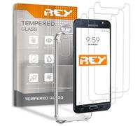 REY Pack 3X Pellicola salvaschermo e Cover Anti-Shock per Samsung Galaxy J5 2016, Vetro temperato e Silicone TPU ad Alta Resistenza