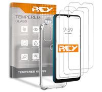 REY Pack 3X Pellicola salvaschermo e Cover Anti-Shock per TCL 30E - TCL 30 SE, Vetro temperato e Silicone TPU ad Alta Resistenza