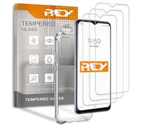 REY Pack 3X Pellicola Salvaschermo e Cover Anti-Shock per TCL 405, 406, 408 - Vetro Temperato e Silicone TPU ad Alta Resistenza