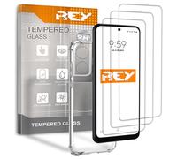 REY Pack 3X Pellicola salvaschermo e Cover Anti-Shock per TCL 50 SE, Vetro temperato e Silicone TPU ad Alta Resistenza